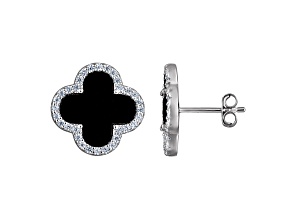 Sterling Silver Onyx Clover Earrings