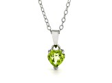 Heart-Shaped Peridot Rhodium Over Sterling Silver Pendant Style Necklace