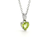 Heart-Shaped Peridot Rhodium Over Sterling Silver Pendant Style Necklace