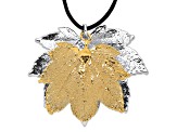 Sterling Silver and 24k Yellow Gold Dipped Double Full Moon Maple Leaf 20 Inch Necklace