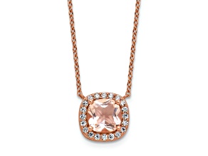 14K Rose Gold Over Sterling Silver Cubic Zirconia and Pink Glass Necklace