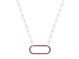 Ruby Sterling Silver Bar Necklace