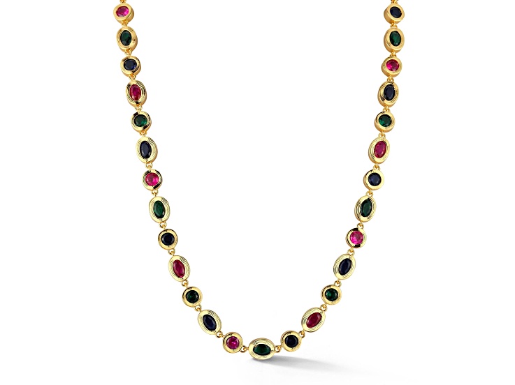 Rachel Zoe 14K Gold Over Brass Multi-color Cubic Zirconia Collar Necklace