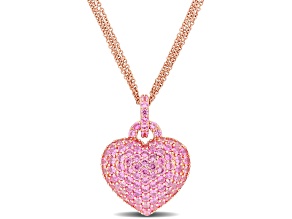 Created Pink Sapphire 18K Rose Gold Over Sterling Silver Pendant with Chain 3.47ctw