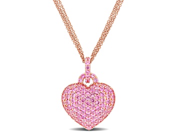 Picture of Created Pink Sapphire 18K Rose Gold Over Sterling Silver Pendant with Chain 3.47ctw