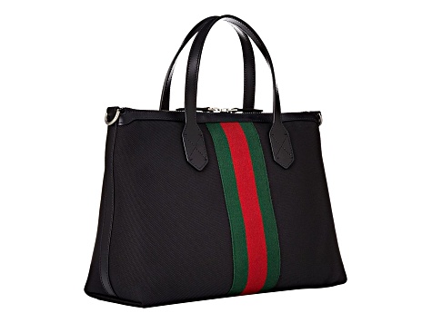 トートバッグ GUCCI GG black fabric shopping bag Gucci Techno Web Stripe Black Canvas Large Crossbody Duffle