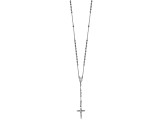 Rhodium Over 14K White Gold Diamond-cut 3mm Beaded Rosary 24-inch