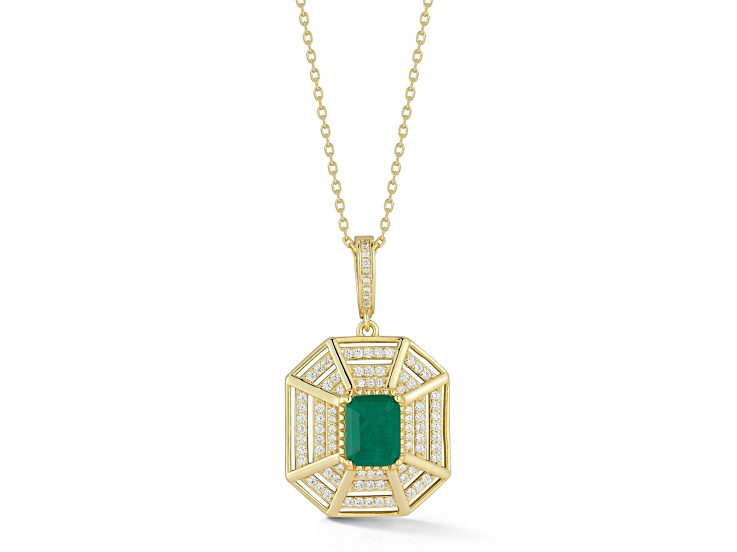 Rachel Zoe 14K Yellow Gold Over Sterling Silver Cubic Zirconia Octagon Medallion Necklace
