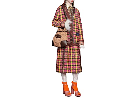 【GUCCI】プリント coated-canvas ショルダー バッグ 花柄 フローラル レザー切替 キャンバス ショルダーバッグ