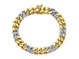 14K Two-Tone Satin Diamond Curb 8.5-inch Bracelet 0.54ctw