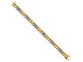 14K Two-Tone Satin Diamond Curb 8.5-inch Bracelet 0.54ctw