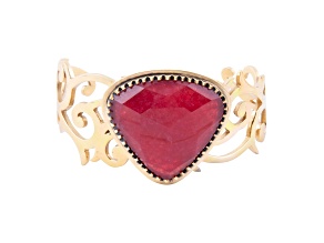 Barse Jewelry 33x30mm Red Bordeaux Quartz Gold Tone Statement Cuff Bracelet