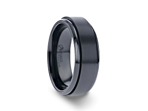PHANTOM Black Titanium Brushed Center Spinner Men's Wedding Ring With Spinning Polished Base - 8mm