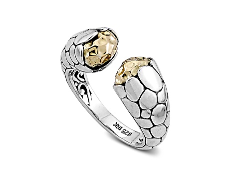 Silver Treasures by Samuel B. Sterling Silver & 18k Gold Over Silver Pebble Design Open Ring