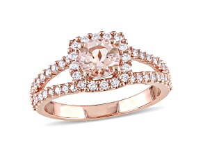 Morganite and Diamond 14K Rose Gold Bridal Ring 1.33ctw