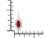 Ruby and White Diamond 10K Yellow Gold Marquise Halo Pendant