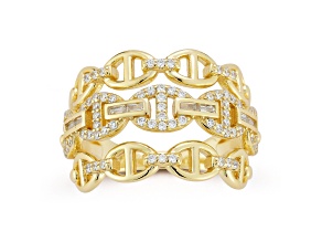 Rachel Zoe 14K Yellow Gold Over Sterling Silver Cubic Zirconia Triple Mariner Row Ring
