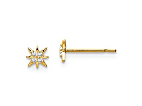 14K Yellow Gold Children's 3.75mm Star Stud Earrings with Cubic Zirconia