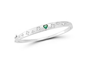 Rachel Zoe Rhodium Over Sterling Silver Heart and Starburst Bangle with Cubic Zirconia