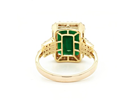 4.97 Ctw Emerald and 0.46 Ctw White Diamond Ring in 14K YG