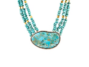 Barse Jewelry Blue Composite Turquoise With Blue Magnesite Gold Tone Refined Statement Necklace
