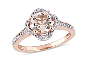 Morganite and Diamond 14K Rose Gold Halo Ring 1.42ctw