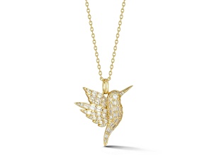 Sterling Statements 14K Yellow Gold Over Sterling Silver Cubic Zirconia Hummingbird Pendant Necklace