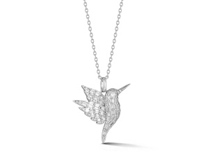 Sterling Statements Rhodium Over Sterling Silver Cubic Zirconia Hummingbird Pendant Necklace