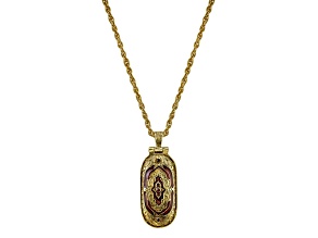 Symbols Of Faith Gold Tone Brass Red Enamel Swing Open Pendant Enclosed Crucifix With Chain 30 Inch