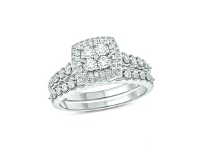Diamond Sterling Silver Quad Style Bridal Ring Set 0.25ctw