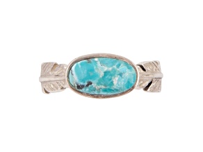Barse Jewelry Feather Silver and Blue Turquoise Ring