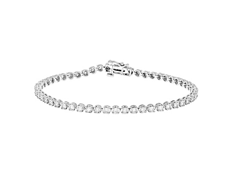 White Lab-Grown Diamond F-G SI Rhodium Over Silver Bracelet 1.00ctw