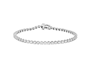 White Lab-Grown Diamond F-G SI Rhodium Over Silver Bracelet 1.00ctw