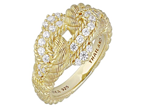 Judith Ripka Bella Luce Diamond Simulant 14k Gold Clad Interlace Ring