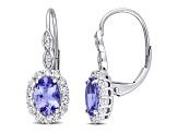 2.33ctw Tanzanite, White Topaz And Diamond Accent 14k White Gold Earrings