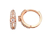 Morganite with Diamond Accent 10K Rose Gold Huggie Earrings 0.40ctw