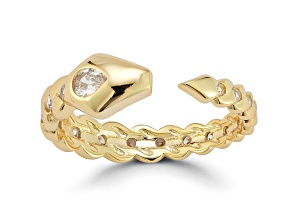Sterling Statements 14K Yellow Gold Over Sterling Silver Cubic Zirconia Snake Cuff Ring