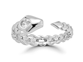 Sterling Statements Rhodium Over Sterling Silver Cubic Zirconia Snake Cuff Ring