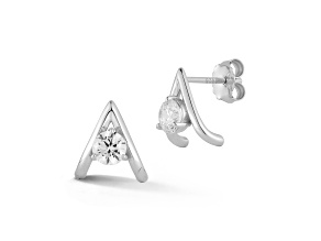 Rachel Zoe Rhodium Over Sterling Silver Cubic Zirconia J-Hoop Studs