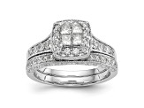 Rhodium Over 14K White Gold Diamond Cluster Engagement Ring 0.78ctw