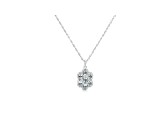 Oval Aquamarine and Cubic Zirconia Rhodium Over Sterling Silver Pendant with chain, 2.64ctw