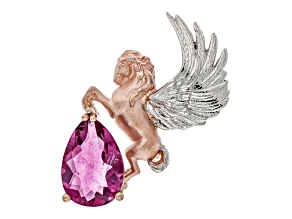 Pink Fluorite Rhodium & 18k Rose Gold Over Palladium Silver Pendant/Brooch 4.90ct