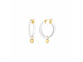 14K Yellow Gold Over Sterling Silver Acrylic Mini Heart Charm Hoop Earrings in Clear