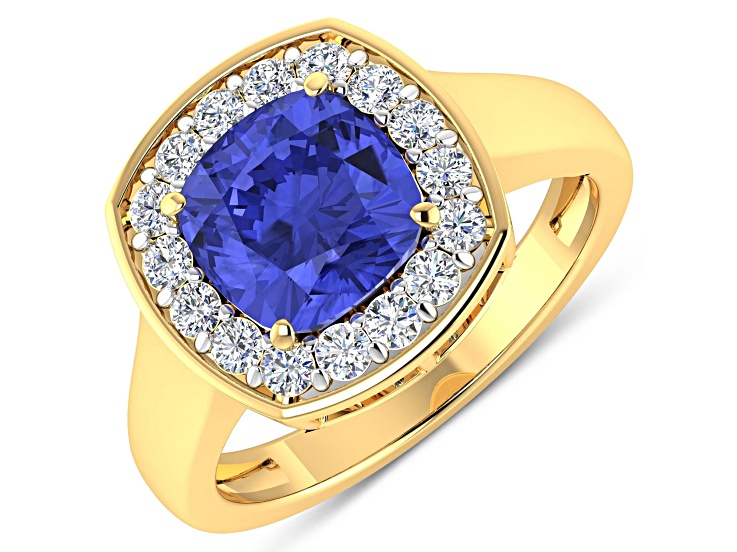 2.47ctw Violet Tanzanite and Diamond 14K Yellow Gold Halo Ring