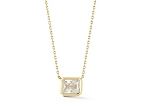 Rachel Zoe 14K Yellow Gold Over Sterling Silver Rectangle Solitaire Necklace with Cubic Zirconia