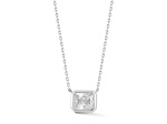 Rachel Zoe Rhodium Over Sterling Silver Rectangle Solitaire Pendant Necklace with Cubic Zirconia