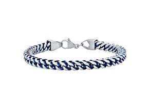 Stainless Steel White and Blue Franco Bracelet