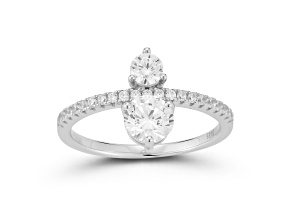 Rachel Zoe Rhodium Over Sterling Silver Cubic Zirconia Two-Stone Ring