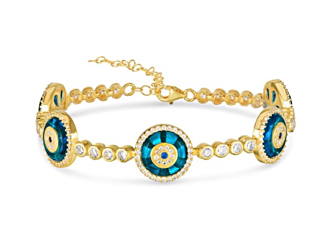 Sterling Statements 14K Yellow Gold Over Sterling Silver Evil Eye Tennis Bracelet