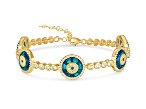 Sterling Statements 14K Yellow Gold Over Sterling Silver Evil Eye Tennis Bracelet
